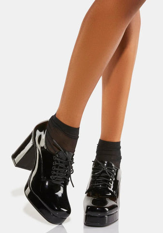 Black Shy Block Heels