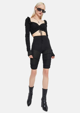 Festival Feeling Sheer Ruched Shorts