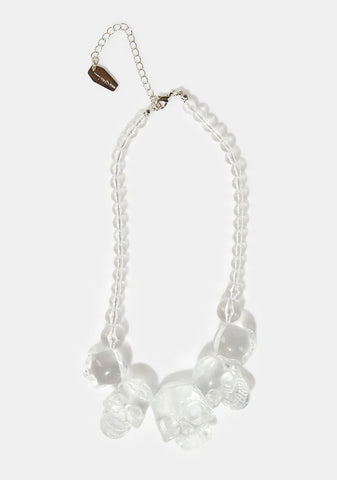 Crystal Clear Skull Necklace