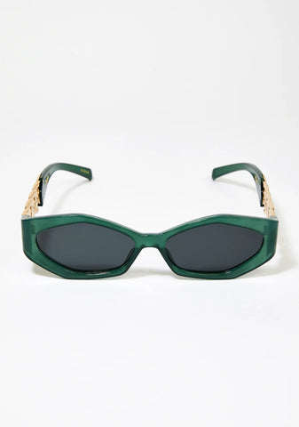 Green Ruby Gold Chain Sunglasses
