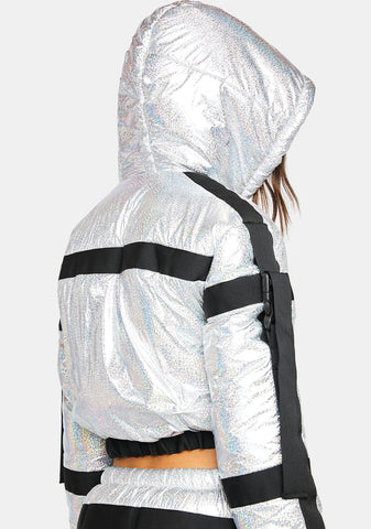Space Raid Holographic Puffer Jacket