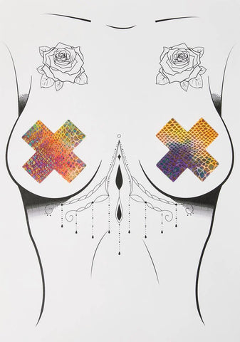 Neon Rainbow Cross Nipple Pasties