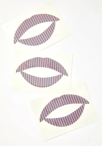 Hot Pink N' Black Stripes Lip Applique