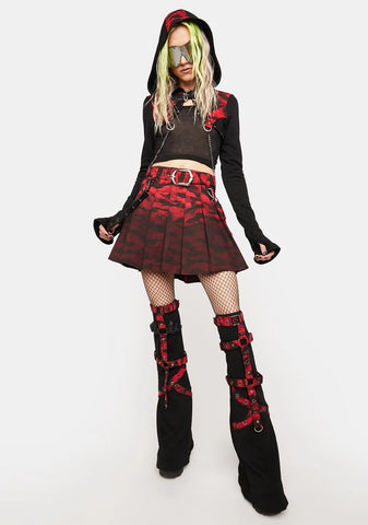 Red Punk Girls Flared Leg Sleeves
