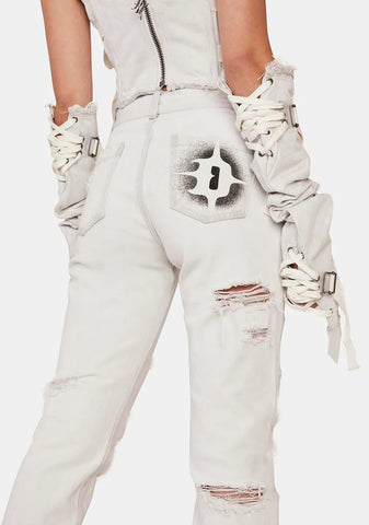 Distortion Unisex Distressed Denim Jeans