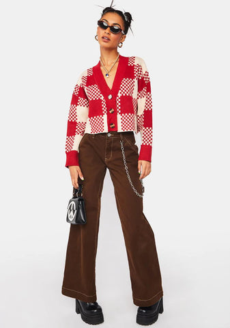 Here To Stay Checkered Cardigan
