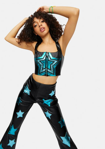 Spacey Waves Vegan Leather Star Corset