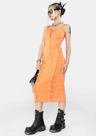 Keep It Juicy Lace-Up Midi Dress
