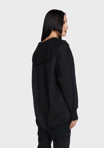 Sailor Neck Mid Thick Pullover Sweatshirt