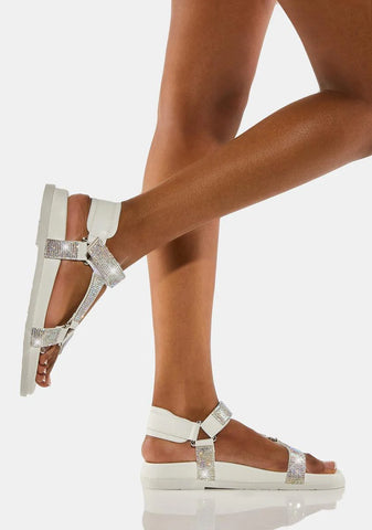 White Here For The Banter Flatform Sandals