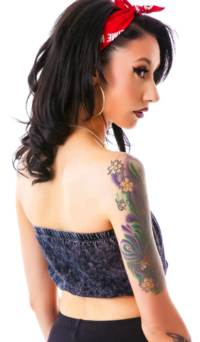 Singles Acid Wash Tube Top - Black