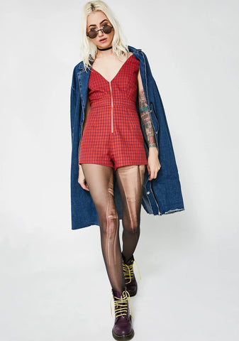 Mz Goodie Plaid Romper