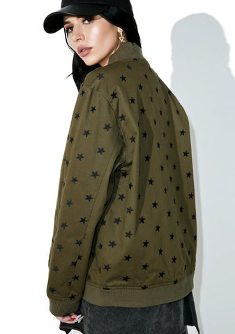 Star Embroidered Varsity Jacket