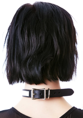 Strap Tease Leather Choker - Black