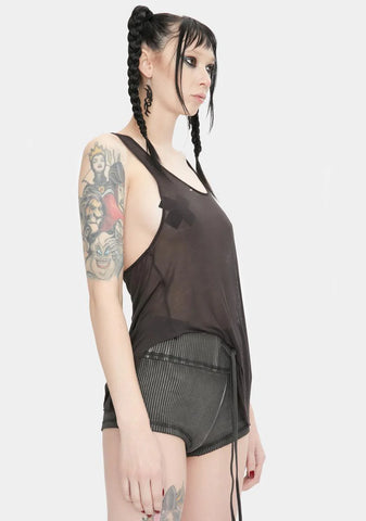 Snare Washed Black Ribbed Shorts