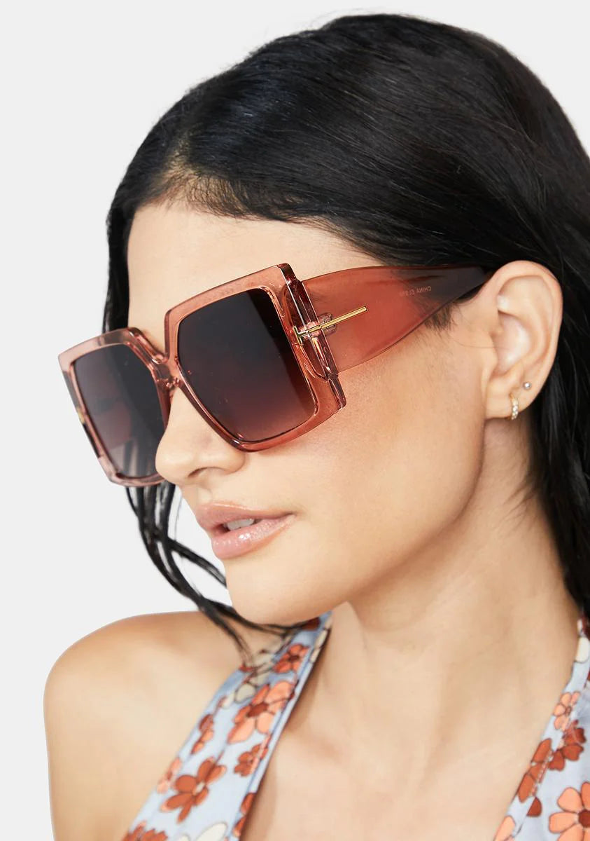 Rose Glam Getter Oversized Square Sunglasses