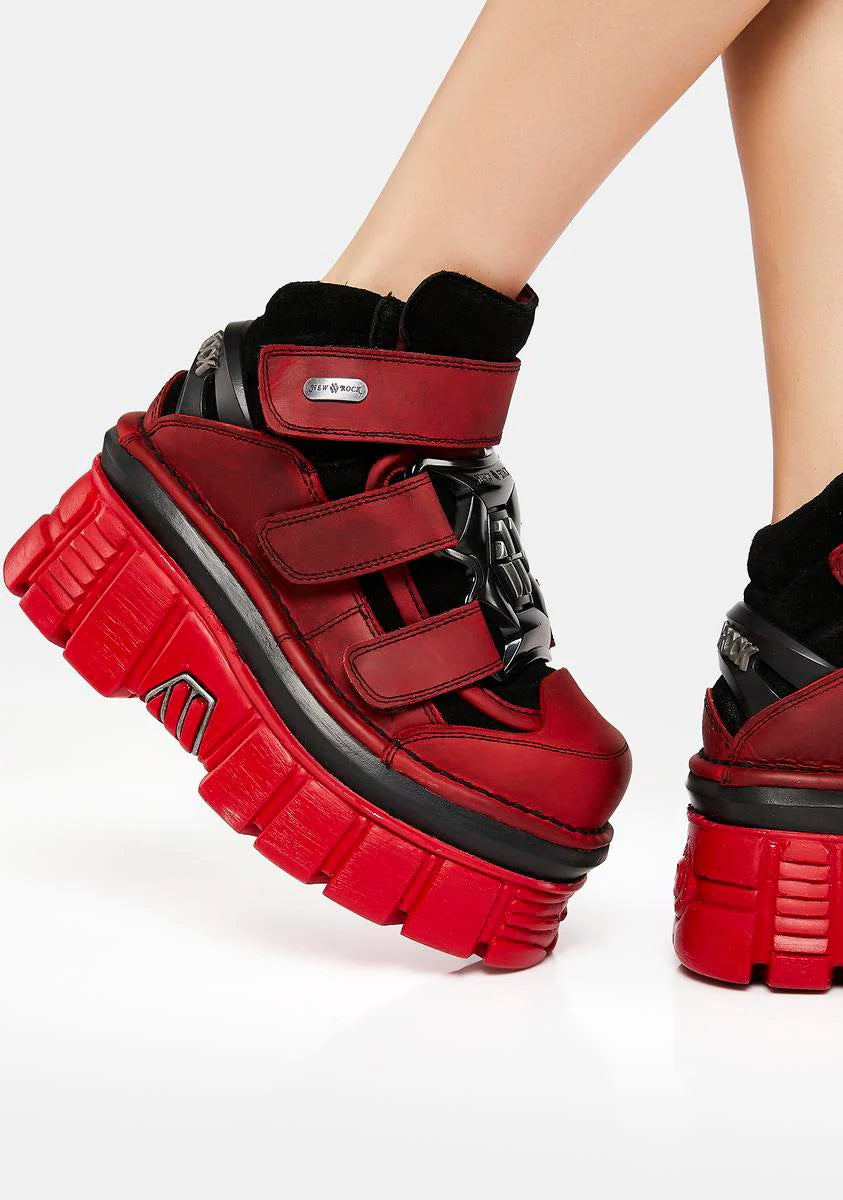 Red Leather M-285-C60 Ankle Boots