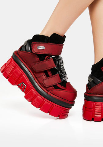 Red Leather M-285-C60 Ankle Boots