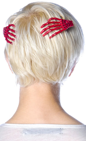 Skeleton Bone Hands Hair Slides