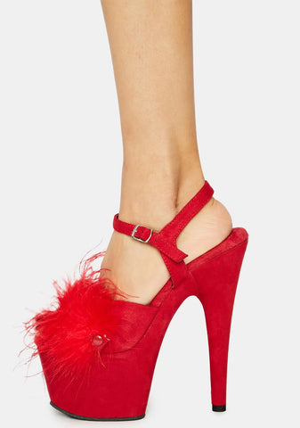 Red Adore Fluffy Heels