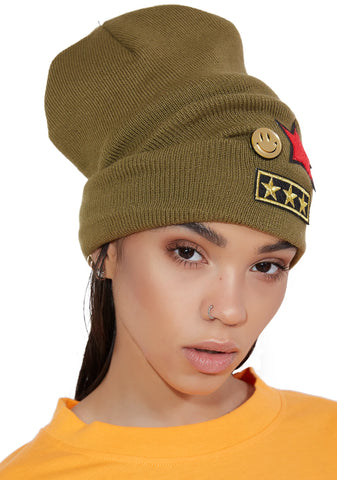 Air Raid Military Patch Beanie