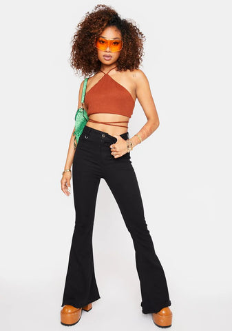 Brown Halter Crop Top