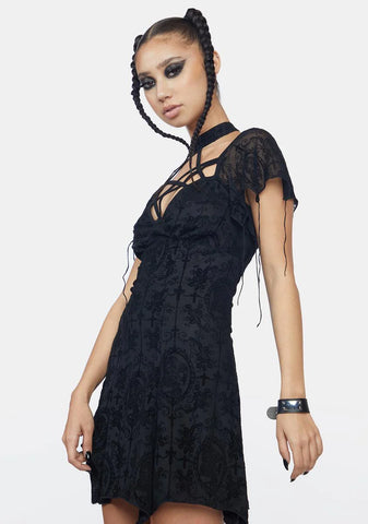 Pentagram Bust Lace Mini Dress