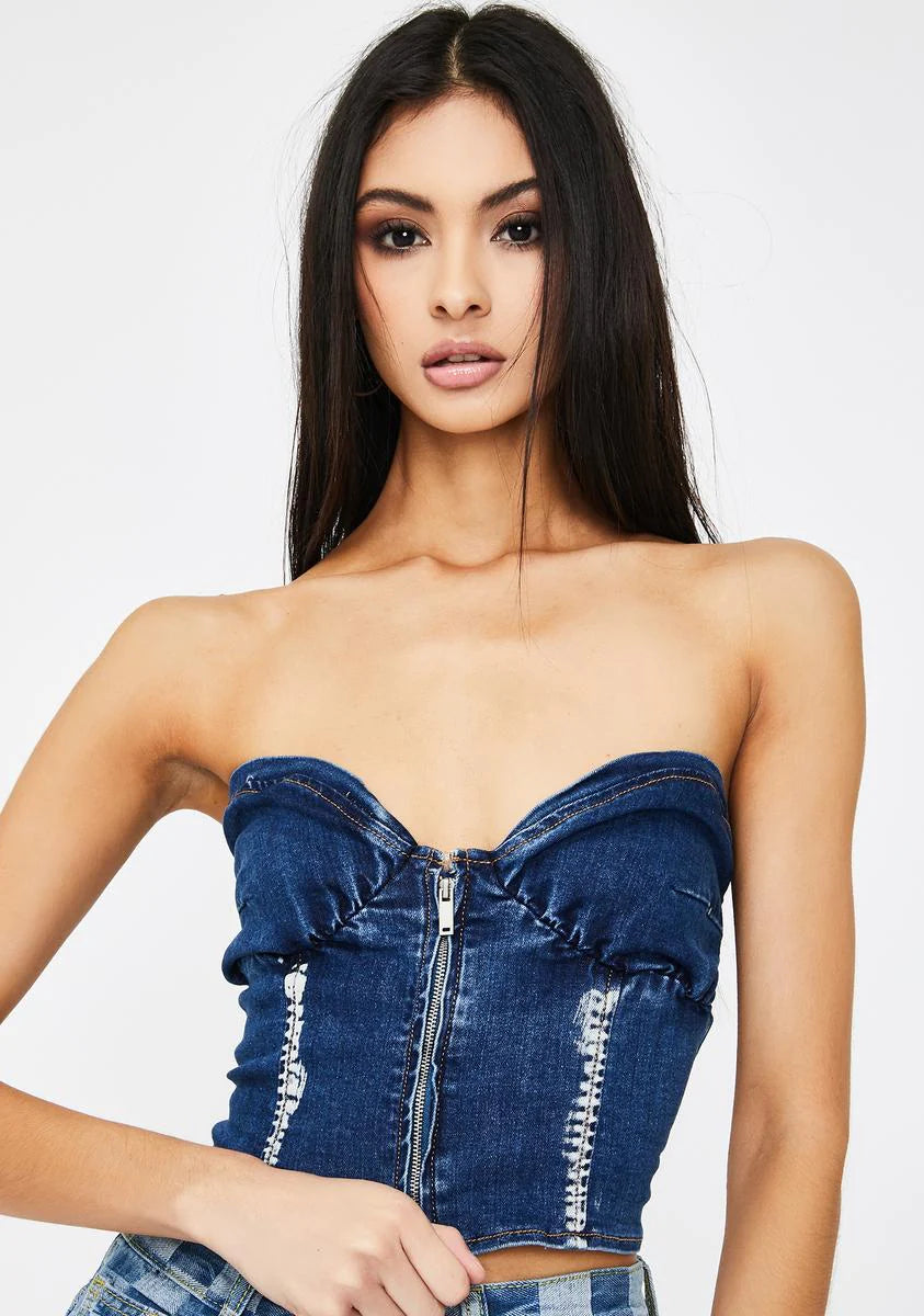 Savannah Denim Bustier Top