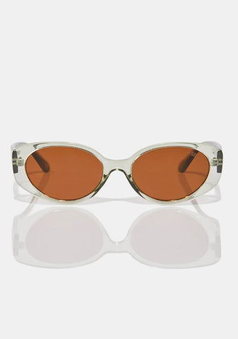 Marley Mint Brown Oval Sunglasses