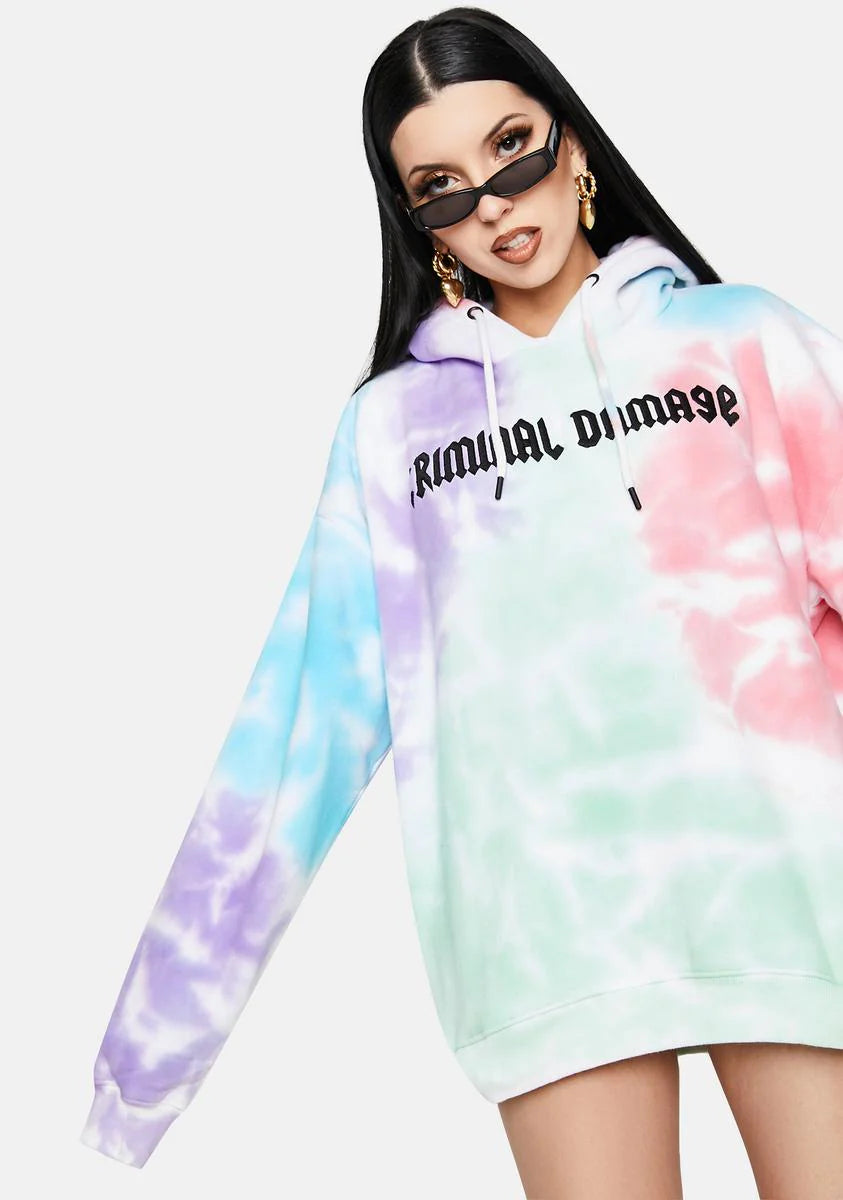 Tie Dye Embroidered Logo Hoodie