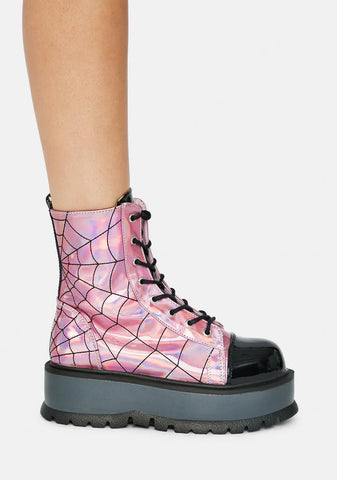 Pink Deadly Prey Platform Boots