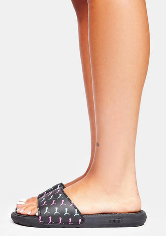 Black Cool Cat Bold Slide Sandals