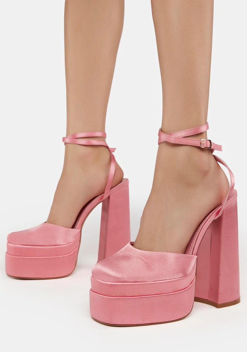 Pink Martha Stacked Platform Heels