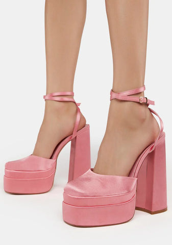Pink Martha Stacked Platform Heels