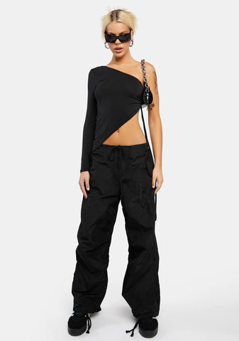 Black Rian Nylon Cargo Pants