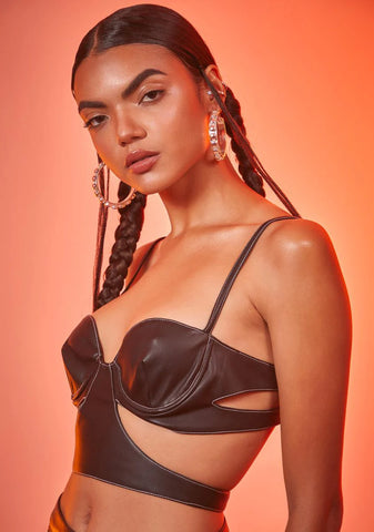 Outlaws Only Vegan Leather Cutout Bra Top