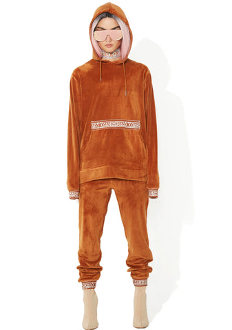 Rust Velour Hooded Sweat