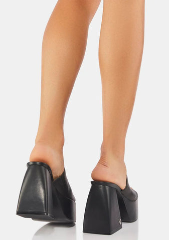Highrise Black Leather Heels