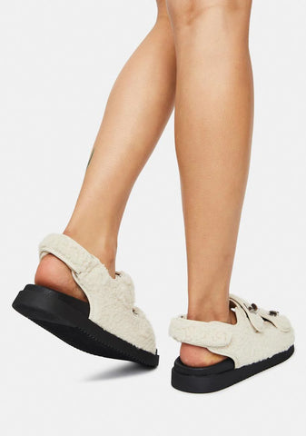 Oatmeal Margie Fluffy Sandals