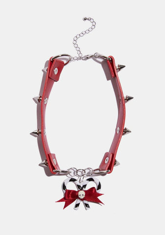 Unjolly Candy Cane Spike Choker