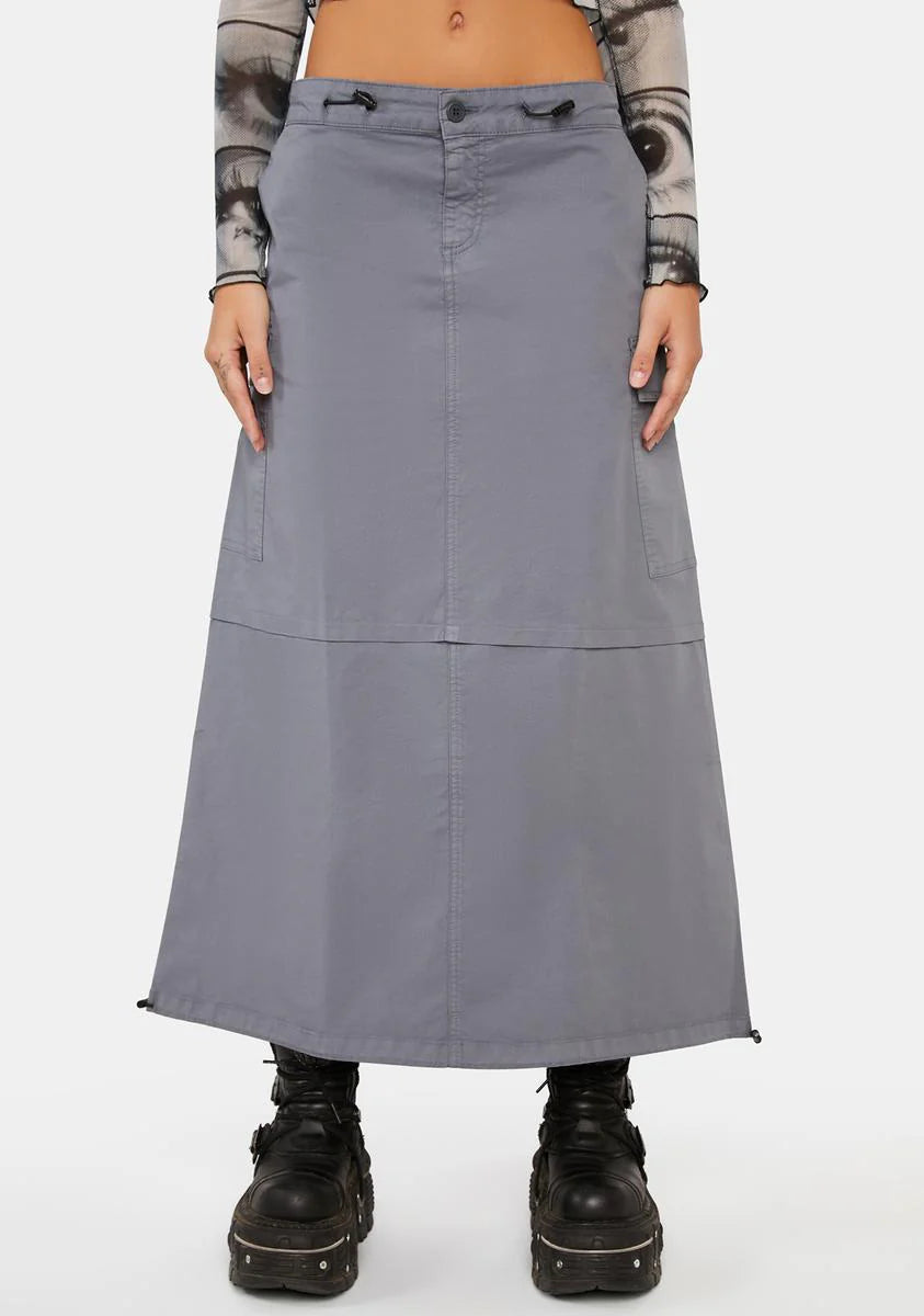 Ruby Stone Blue Maxi Tech Cargo Skirt