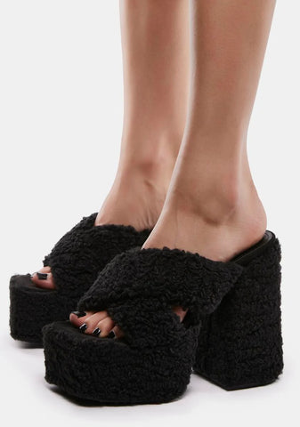 Sign From Above Faux Fur Heels