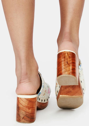 Ivory Floral Calabasas Clogs