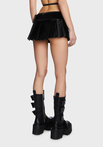 Modulation Liquid Velvet Pleated Micro Skirt