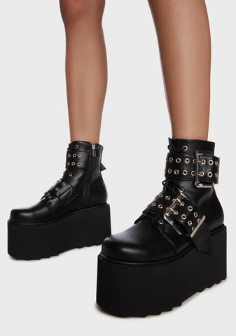 Too Busy Platform Buckled Ankle Boots