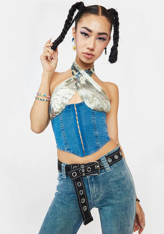 Angels Above Denim Corset Top