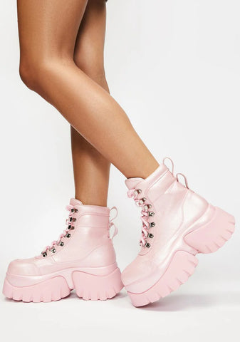 Pink Gooey Platform Boots