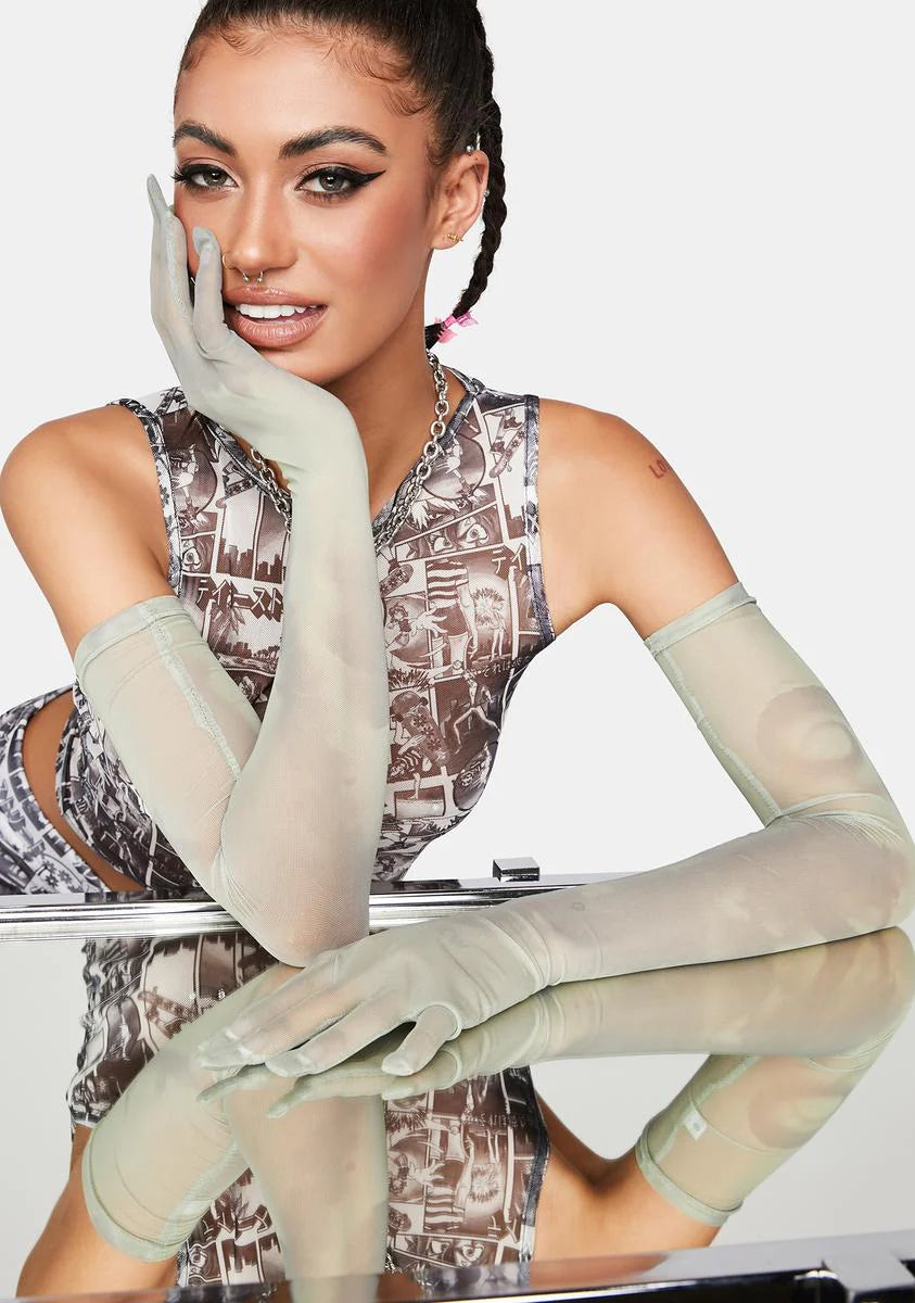 Olive Fairy Mesh Gloves