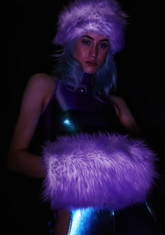 Lilac Faux Fur Cap