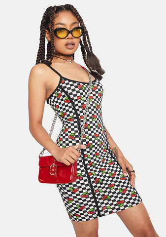 Cherry Checkerboard Dress